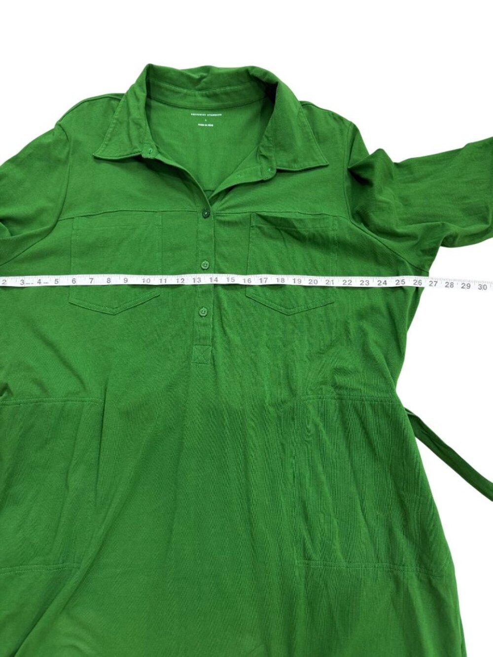 Universal Standard Womens Size L Shirt Dress Midi Green Belted Soft Cotton - Picture 6 of 7